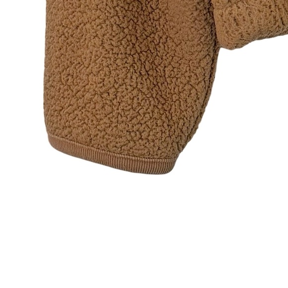 GAP Women's Short Brown/Tan Fleece Pullover Pouch Pocket Nice Ribbed Trimming S - Picture 3 of 5